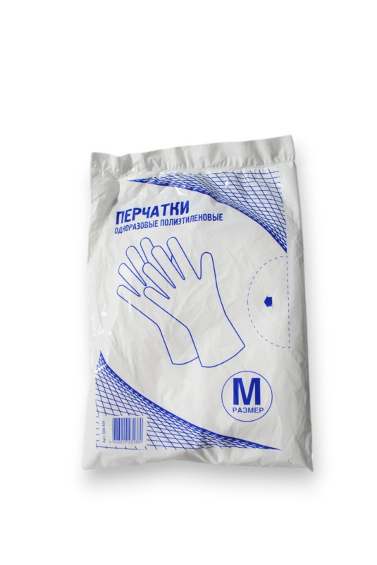 Перчатки одноразовые, ПНД, размер М, Linger, 6мкм, 0,5гр., 100/10000