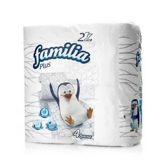 Бумага туалетная "Familia Plus" 2 слоя, белая, 4 шт/12