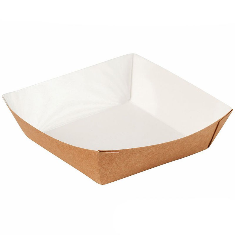Контейнер лоток картонный крафт, 550 мл. 139х139х42мм./800