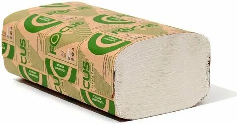 Полотенце бумажное "FOCUS Eco" V укладка, 1 сл. 23х20,5см., бел., для диспенсоров, 200 шт/уп/15